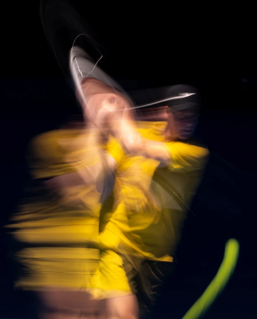 Jannik Sinner in long-exposure motion blur, Australian Open 2026