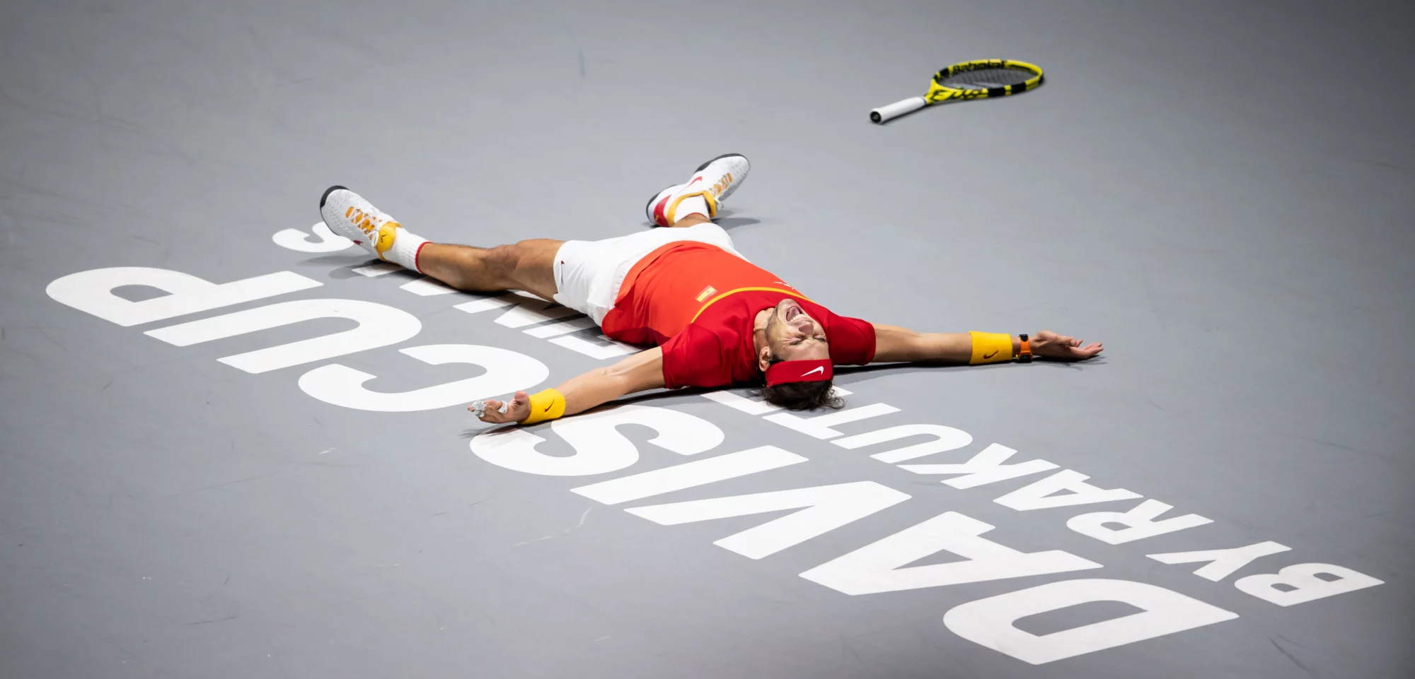 Rafael Nadal of Spain celebrates the victory of Davis Cup